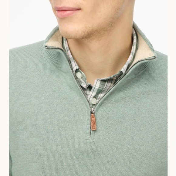 J crew Cotton half-zip sweater wild sage - Picture 2 of 4